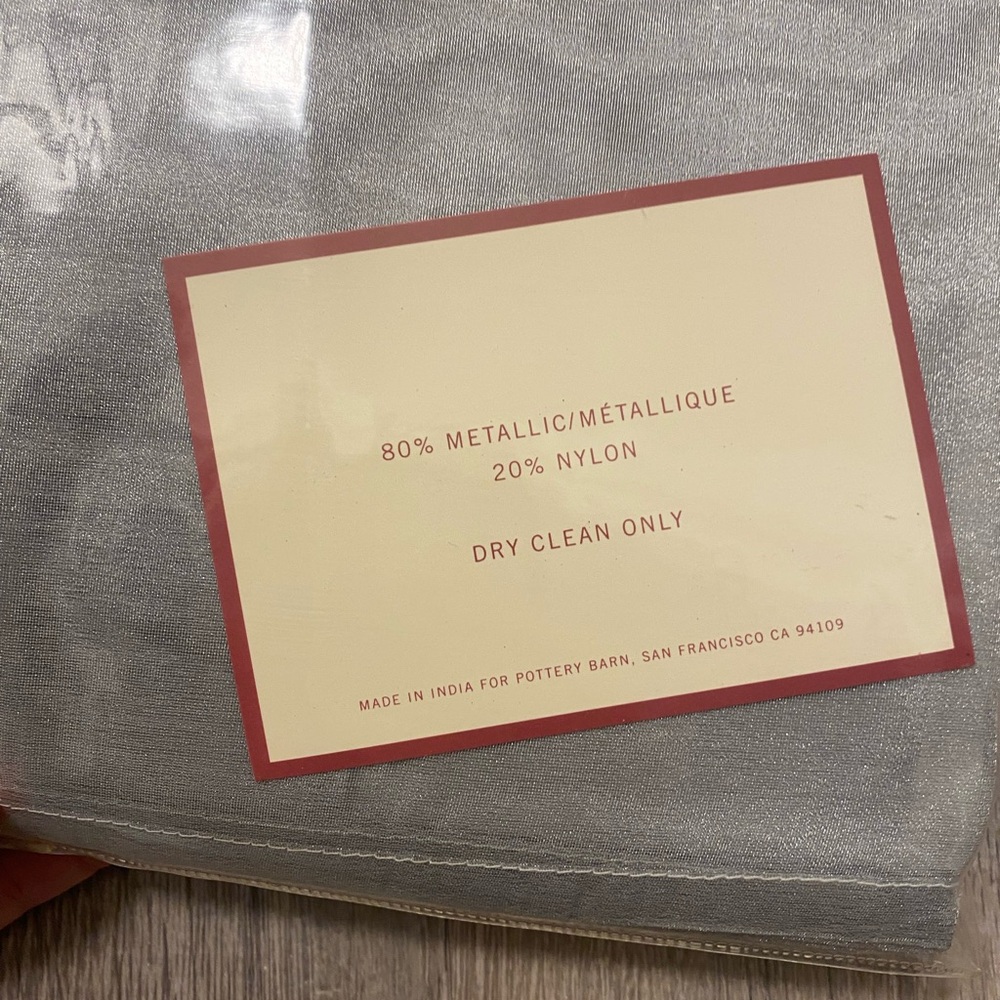 Pottery Barn Pleat Silk Organza Runner 16” X 70” Silver Shiny NIP - Picture 6 of 9